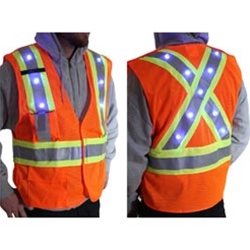 Majestic Fire LED-V-X-OR Class 2 Vest with LED Lights and X Reflective Back Orange