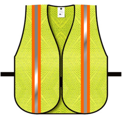 Dicke V10 General Purpose Safety Vest, Mesh Lime 2" Orange/Silver S