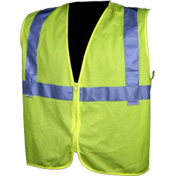Dicke V31 Safety Vests, Class 2, Mesh, 2" Silver Stripes - Lime