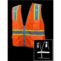 Dicke V1800 Economy Vest, Class 2, Triple Trim - Orange Mesh
