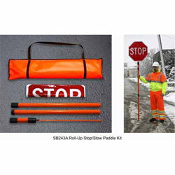 Dicke NR243A Roll-Up Stop/Slow Paddles, 24" Non-Reflective with 3-P